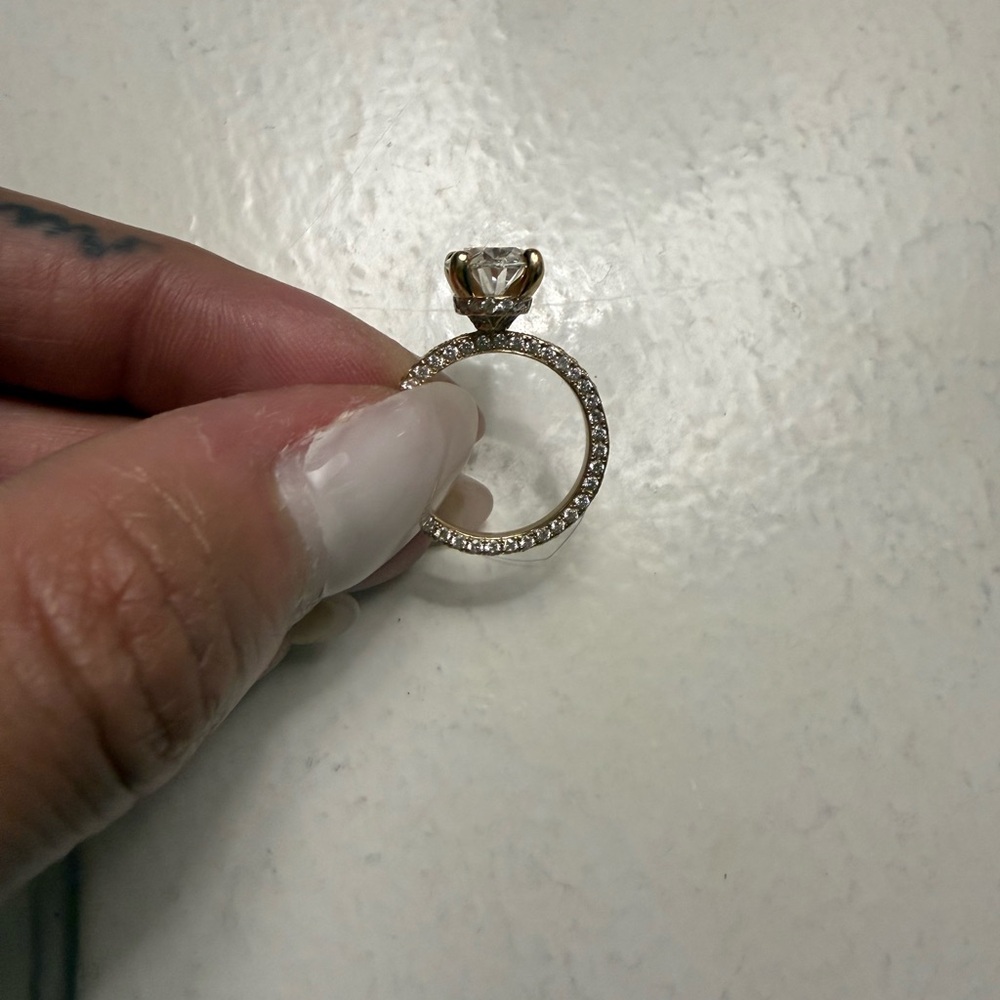 Lab Created Oval Diamond With 3D Pave Setting Full - Picture 3 of 6